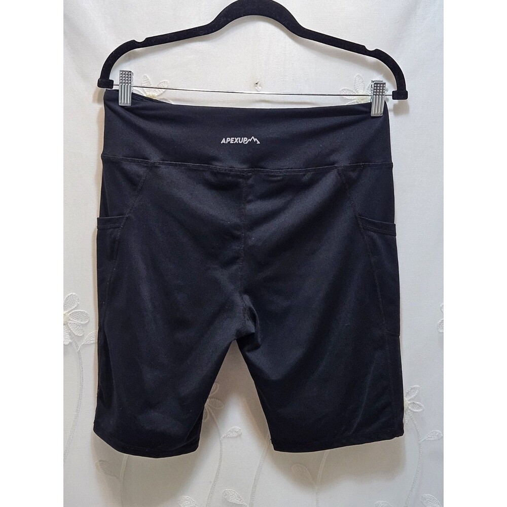 Apexup Womens XL Black Bicycle Shorts Workout Athletic High Waist Spandex Gym
